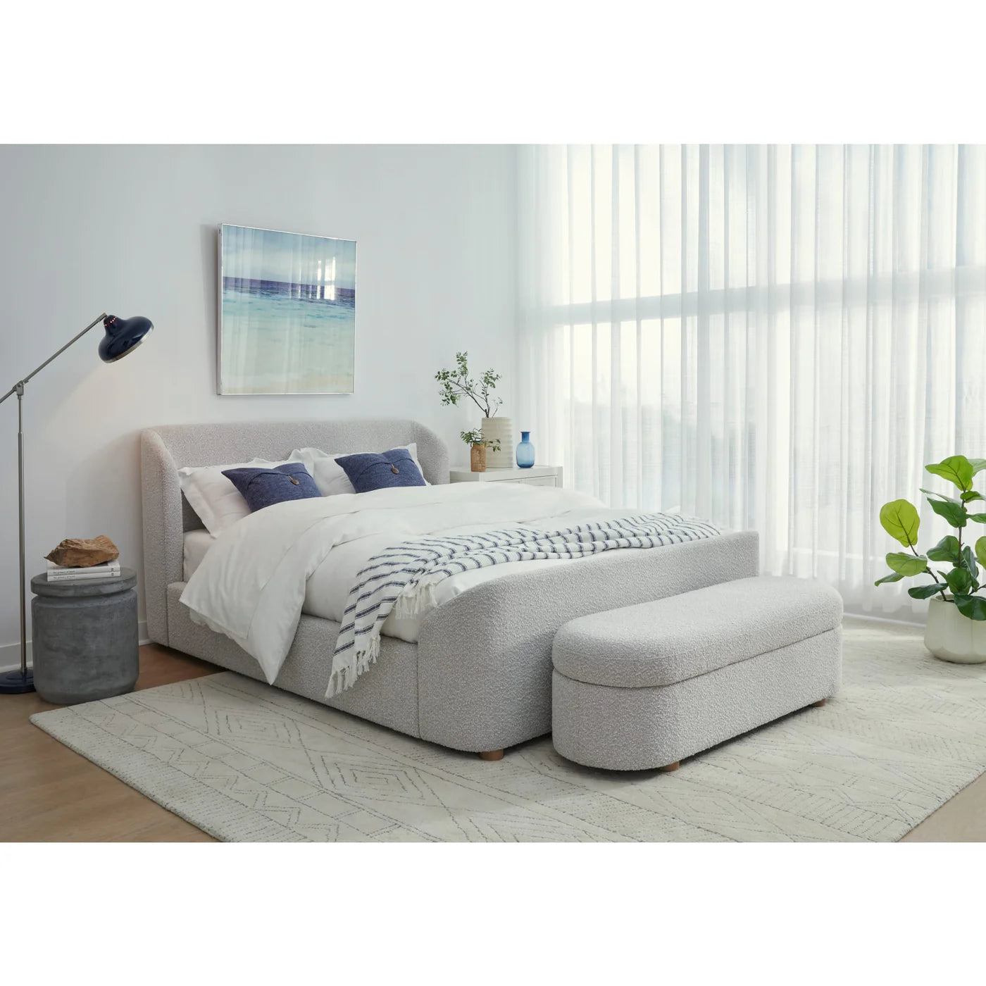 Kiki Upholstered Bed in Cotton Ball Boucle