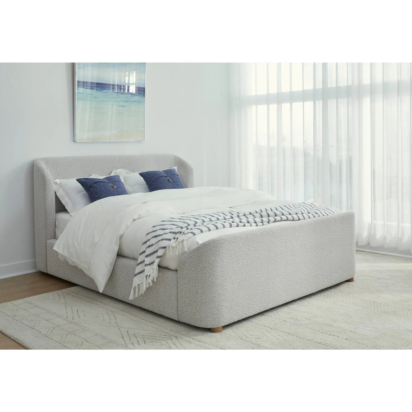 Kiki Upholstered Bed in Cotton Ball Boucle