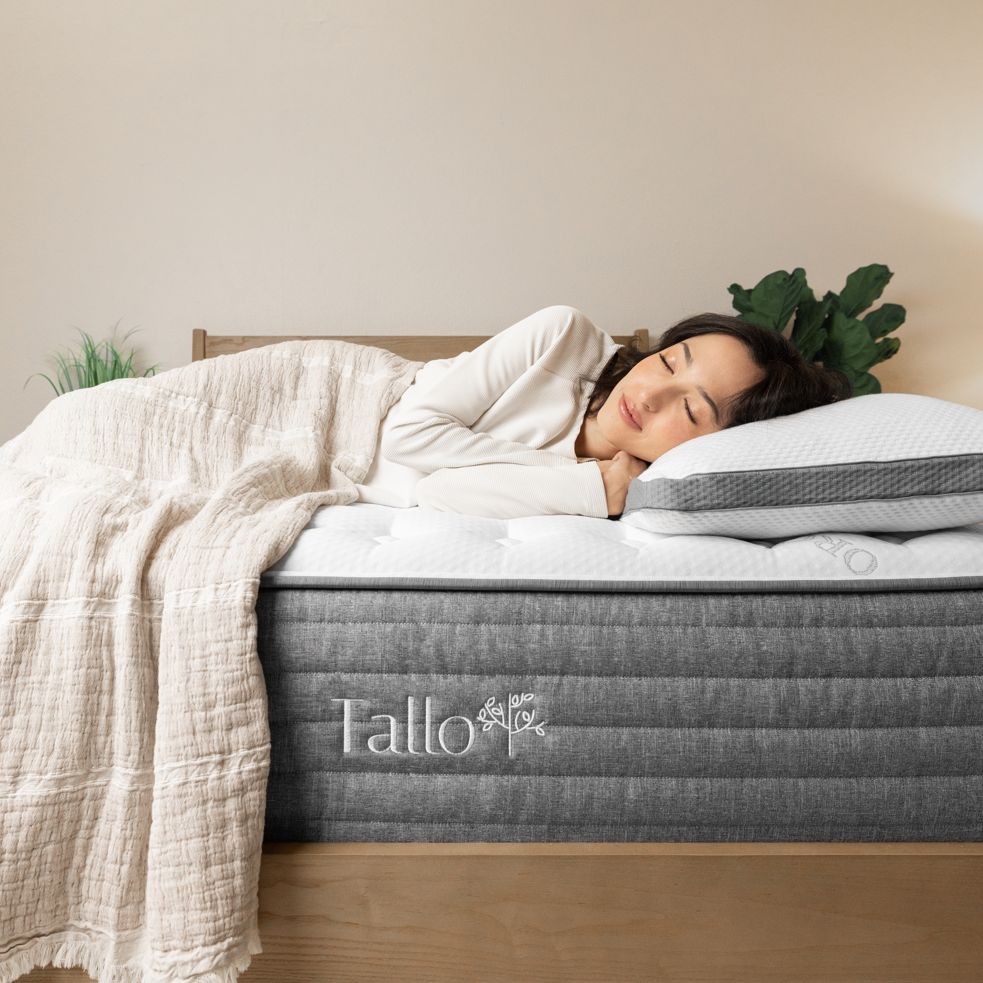 Tallo Classic Mattress, cozy bedroom, soft bedding, handmade mattress, organic cotton, eco-friendly mattress, comfortable sleep, sustainable materials